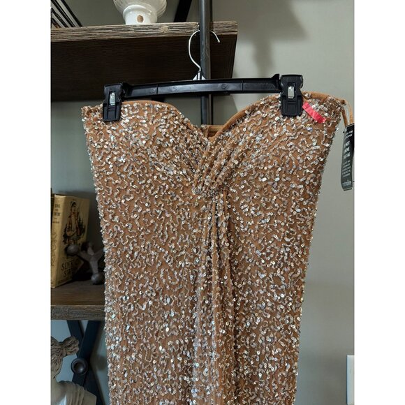 retrofete Evie Strapless Bustier Sequin Dress Silver & Nude Womens Large - Picture 8 of 15